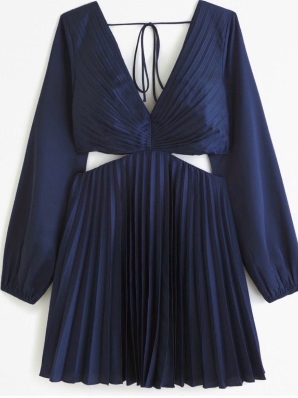 NWT Abercrombie Giselle Cutout Pleated Mini Dress in Navy Blue Small